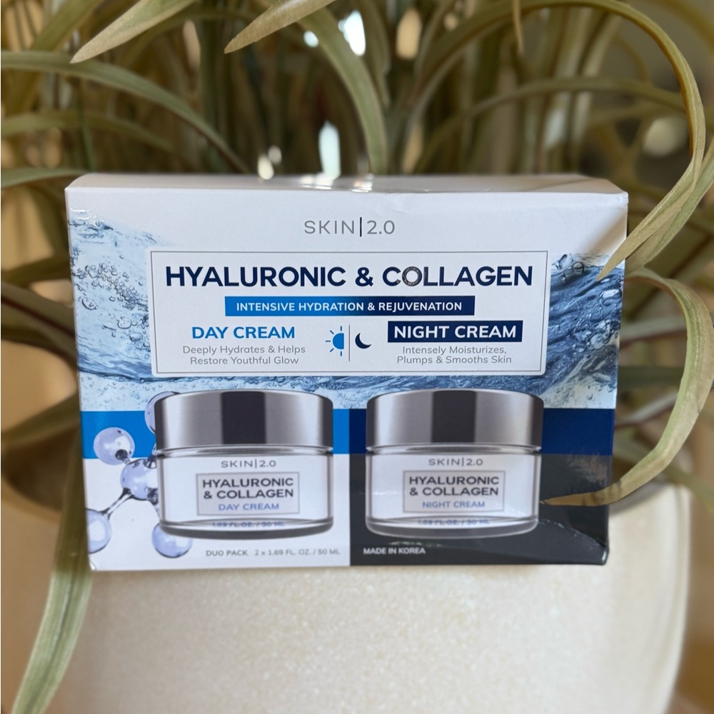 Hyaluronic & Collagen Moisturizer Set - White and Blue